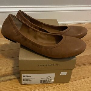 Lucky Brand Bourbon Brown Leather Ballet Flats